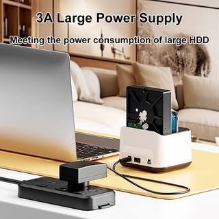 🔥Dual Bay HDD Docking Station One Click Offline Clone SATA sang USB 3.0 HDD Docking Station cho ổ cứng SSD 2,5 / 3,5 inch