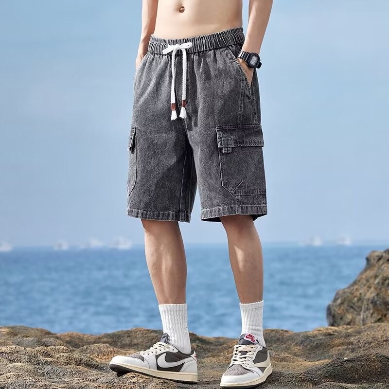ThaliaWisp Quần Short Denim Hợp Thời Trang Mùa Hè Hàng Mới Về Nam Phong Cách Hàn Quốc Chất Lượng Cao Xanh Đen