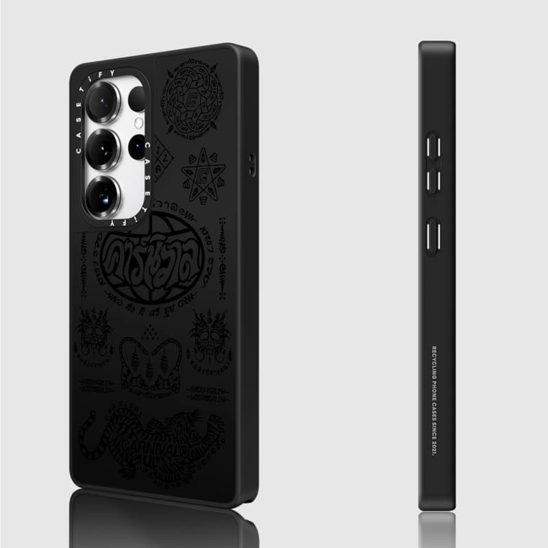 Casetify X Punk Họa Tiết Ốp Lưng Matte Black & Sliver Mirror Hút Từ Tính Samsung Galaxy S23 S24 S25 Ultra Plus Mặt Sau Cứng Có Hộp Khắc logo