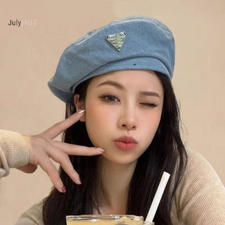 Julyhot Cổ Điển Denim Mũ Nồi Retro Thường Ngày Xuân Hè Bóng Họa Sĩ Mũ Bảng Chữ Cái Hàn Quốc INS Mũ Nồi Xanh Hợp Thời Trang Mũ Nữ Massivedeals