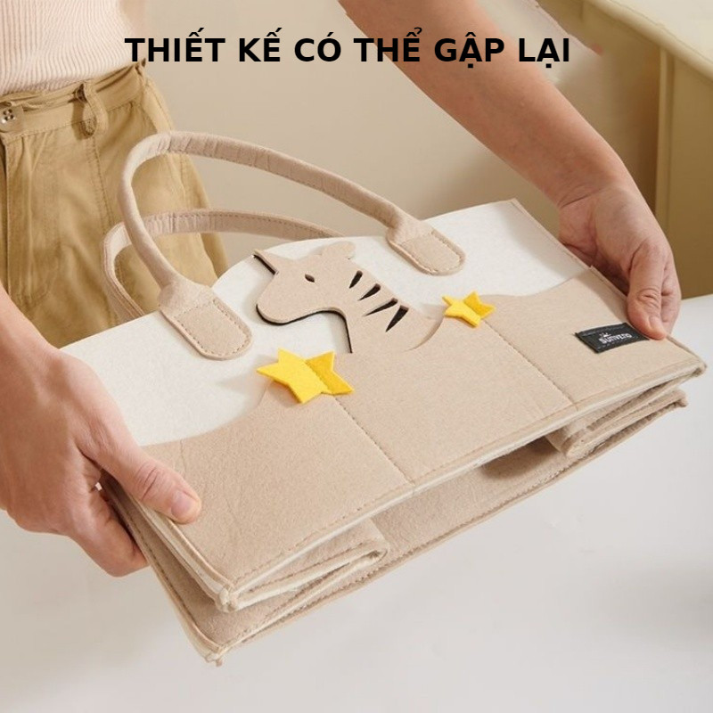 Xách Nữ Cho Mẹ Và Bé Neu Xách Cỡ Lớn Họa Tiết Động Vật Dễ Thương Vải Nỉ Phù Hợp Đi Làm, Đi Học