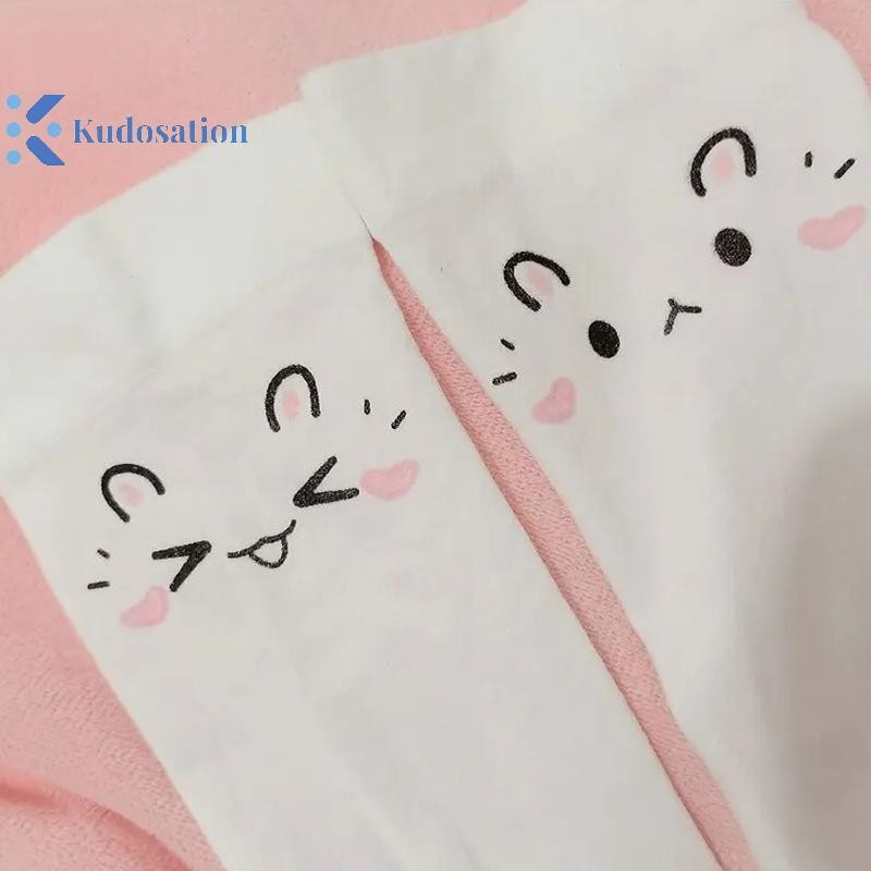 Kudosation Paw Đùi Tất Trắng In Tất Dài JK Bông Tai Kẹp Biểu Hiện Trên Đầu Gối Đùi Vớ Cao Nhật Bản Cosplay Tất