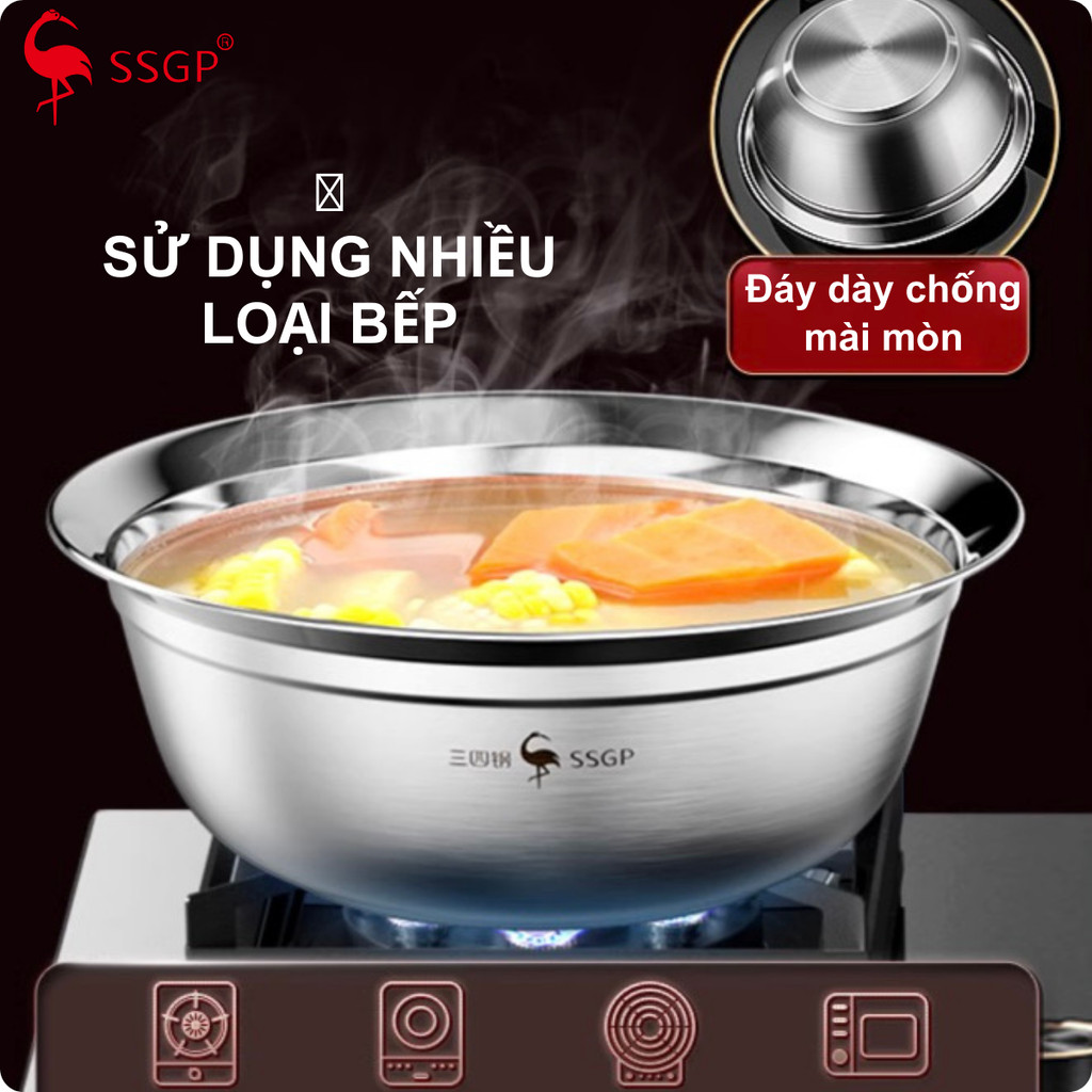Tô inox 316 Frankfurt đa năng chống tràn SSGP  SS20318 chậu rổ, thau, nhiều size chén bát