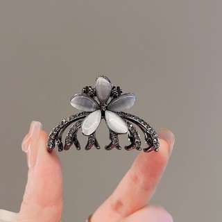 Mauropoli Kẹp tóc Opal sang trọng màu đen, kẹp cá mập nửa mảnh cho nữ, mũ đội đầu