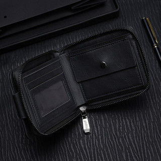 Nam Retro Phong Cách Cao Cấp Ví Đa Năng Đa Năng Hộp Đựng Thẻ Ngắn Có Thể Gập Lại Ví Dây Kéo