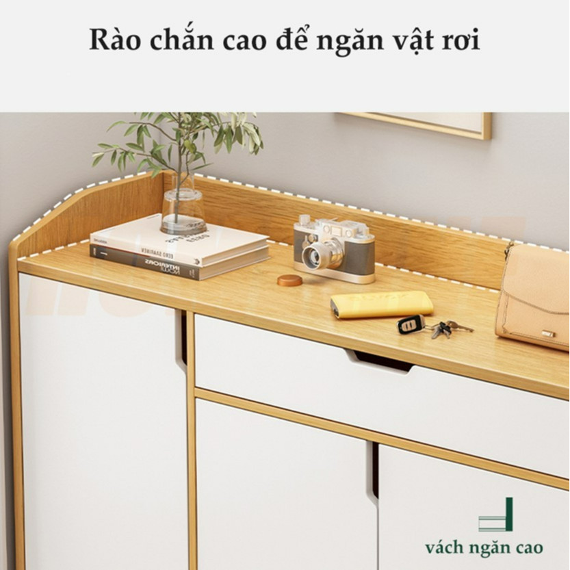Tủ đựng giầy gỗ nhiều ngăn, tủ giày dép thông minh đa năng đựng đồ, chất liệu gỗ MDF AnhKhoa