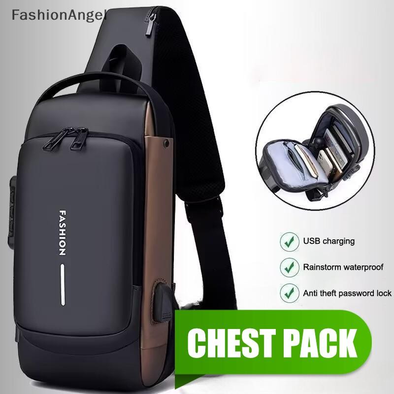 FashionAngel Nam Túi Đeo Ngang Da Cổ Điển Chống Trộm Túi Đeo Vai Ngực Túi Đa Năng Cho Nam VN