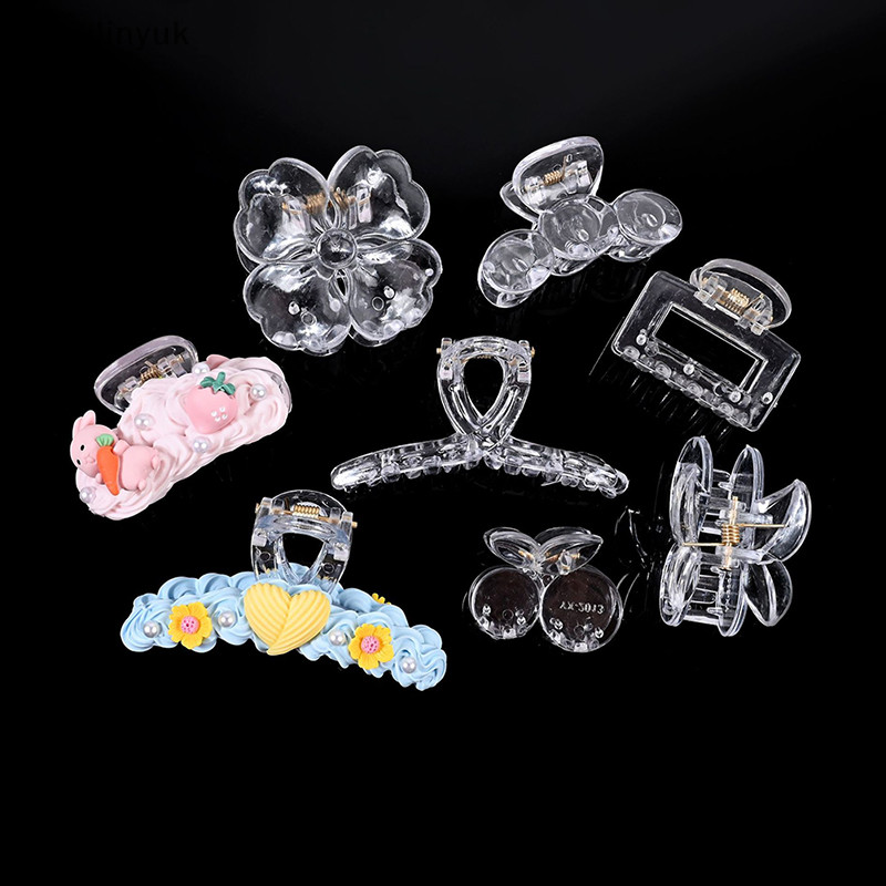 Ziyulinyuk Acrylic Trong Suốt Móng Vuốt Nhựa Trong Suốt Kẹp Tóc Trống Đế Kẹp Tóc Cho DIY Trang Sức Làm Thời Trang Bé Gái Phụ Kiện Tóc EN