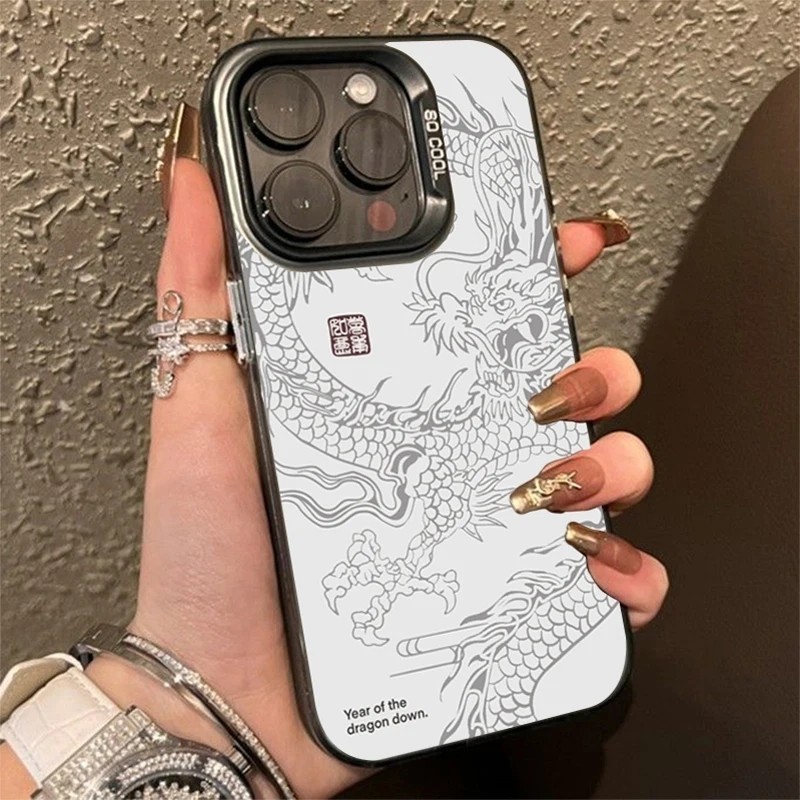 Vỏ Tương Thích Cho Infinix 40i 30i 30 Chơi NFC Hot 40 Pro Note 30 5G 40 Smart 8 7 5 6 Tecno Spark GO 2024 20C 20 10C 10 Camon 20 Luxury Dragon Totem Armor IMD Bìa Cứng