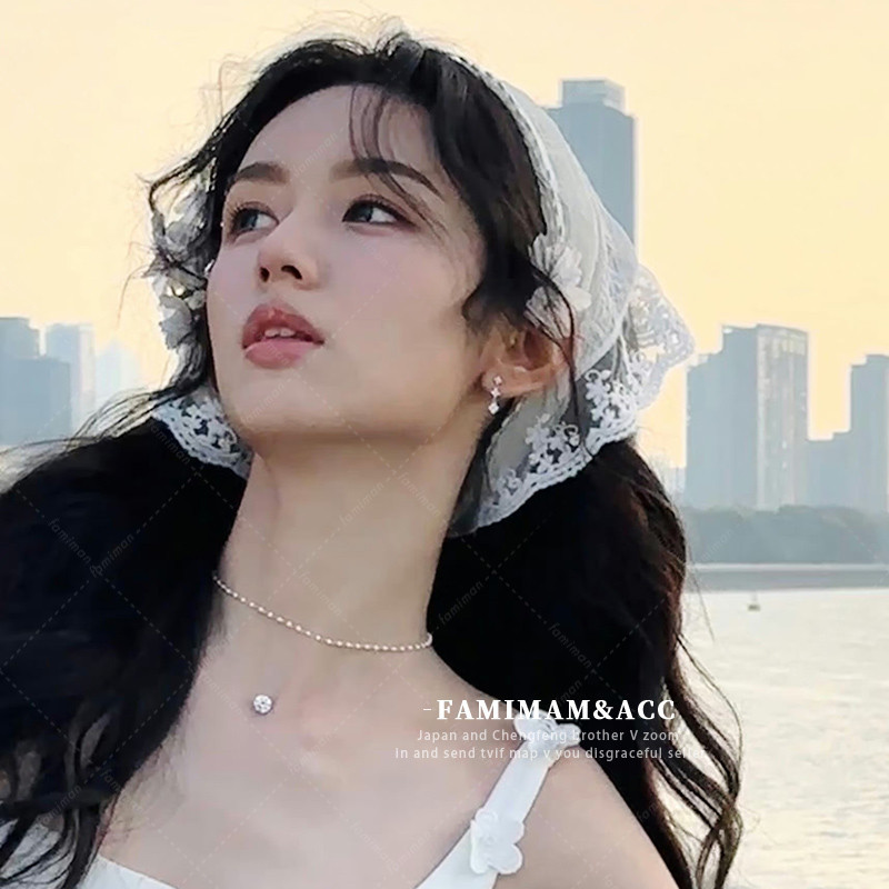 Băng đô ren trắng hình dạng tam giác, phong cách Pháp, thời trang và phù hợp cho mục vụ