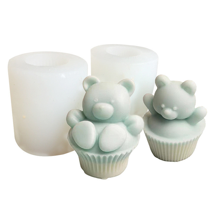 Cốc Giấy Gấu Khuôn Silicon Bánh Sô Cô La DIY Khuôn Nướng Bánh Giữ-Trái Tim Gấu Hương Liệu Xà Phòng Handmade Ô Tô Khuếch Tán Thạch Cao Trang Trí Tweak Đồ Chơi Khuôn