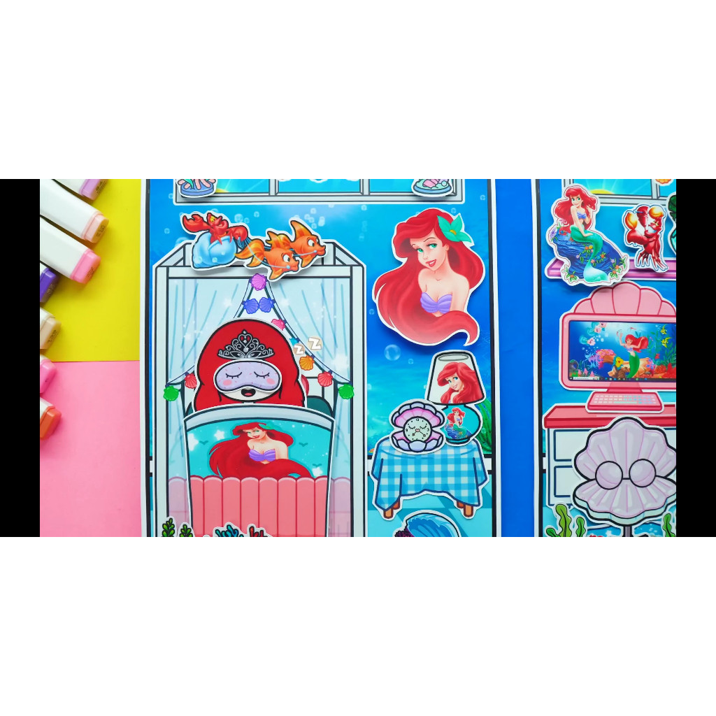 Ngôi nhà của bé Ariel Mermaid Princess House In Quiet Book đồ chơi cho bé gái đồ chơi kuromi cô tiên xanh