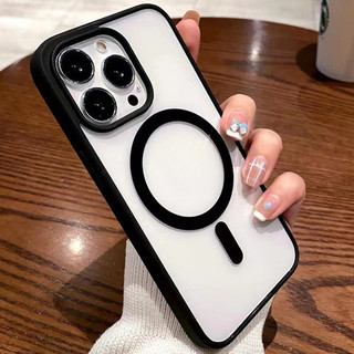 Ốp điện thoại sạc không dây từ tính cứng Acrylic trong suốt cho iPhone 15 14 13 12 11 Pro Max Mini X Xs XR 7 8 Plus