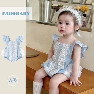 Bé Nguyên Chất Cotton Siêu Phương Tây Phong Cách Mùa Hè Nữ Ren Jumpsuit Full Tháng Trăm Ngày Mùa Hè Áo Liền Quần Cho Bé Sơ Sinh Quần Áo 7.7