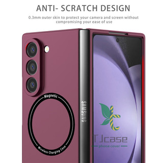 Ốp điện thoại từ tính siêu mỏng mỏng Samsung Galaxy Z Fold 6 Z Fold 5 Z Fold 4 Z Fold 3 Vỏ sạc không dây thân thiện với da