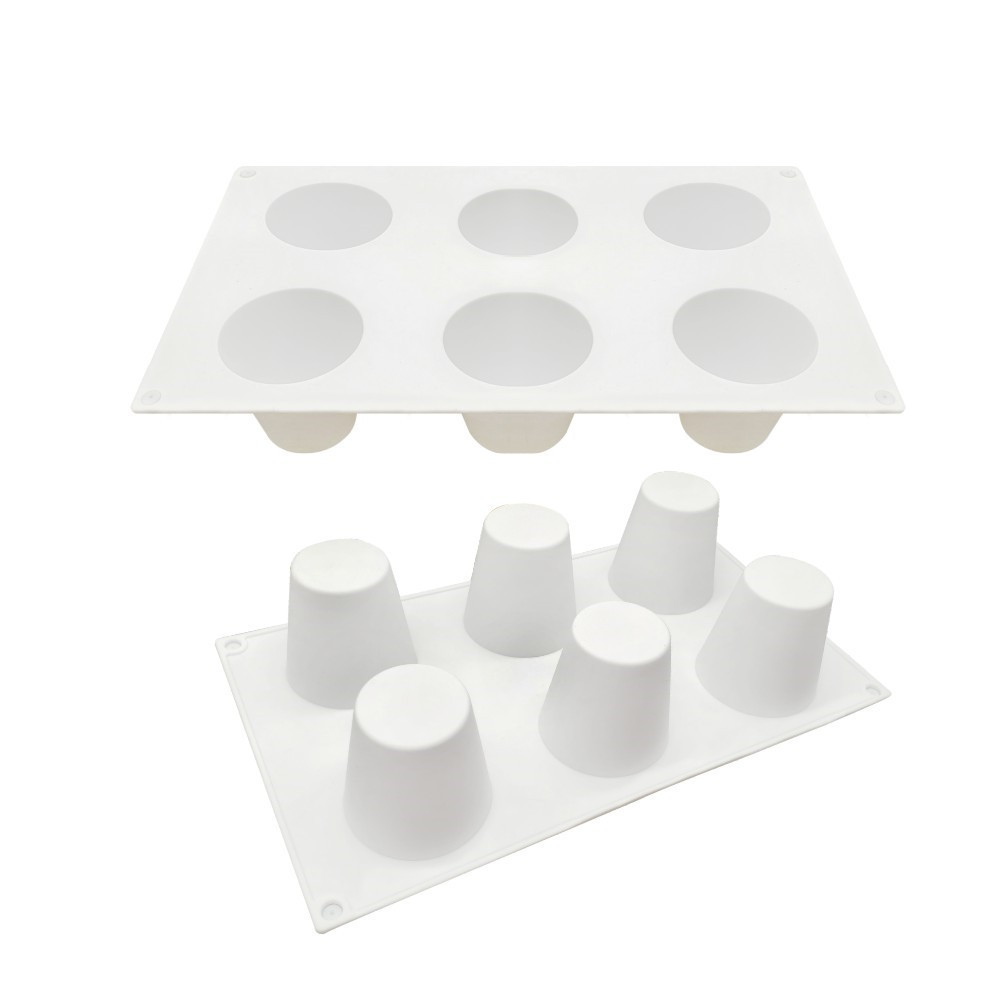6 Khoang Nón Pleurotus Erythrangii Khuôn Cắt Tóc Silicon Bán Nguyệt Tròn Mousse Khuôn Socola DIY Nướng Bánh