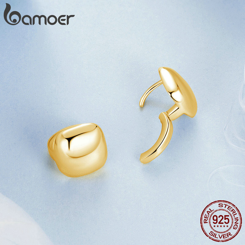 Bamoer 925 Sterling Sliver Hoop Bông Tai Thiết Kế Vuông Trang Sức Quà Tặng Cho Nữ
