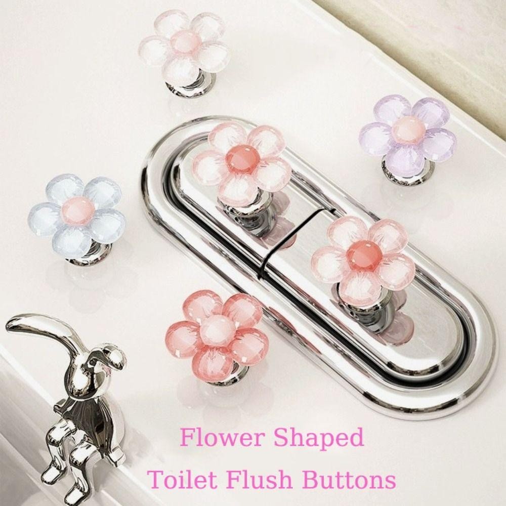 YUUKII 1 / 2 Nút xả bồn cầu, Nút bồn cầu Tiết kiệm nhân công Nắp bồn cầu nâng, Tay cầm ngăn kéo hình hoa Công tắc xả phòng tắm