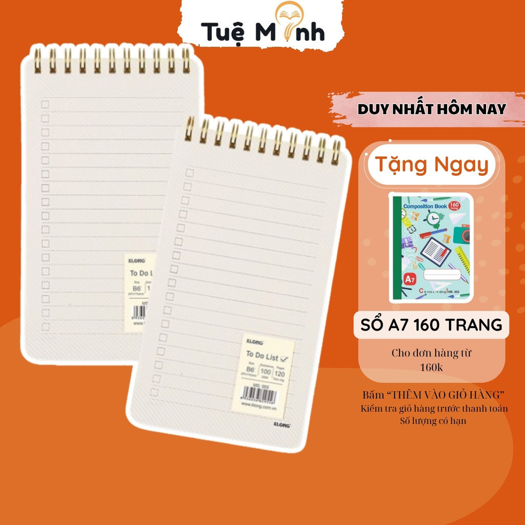 Sổ To Do List sổ check công việc, note tiện lợi MS 955 KLONG lò xo kép ...