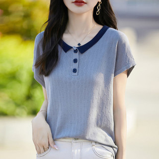 Mùa hè Phong Cách Mới Tencel Dệt Kim Tay Ngắn Phong Cách Phương Tây Rời Top Phù Hợp Với Jacquard Giảm Tuổi PO