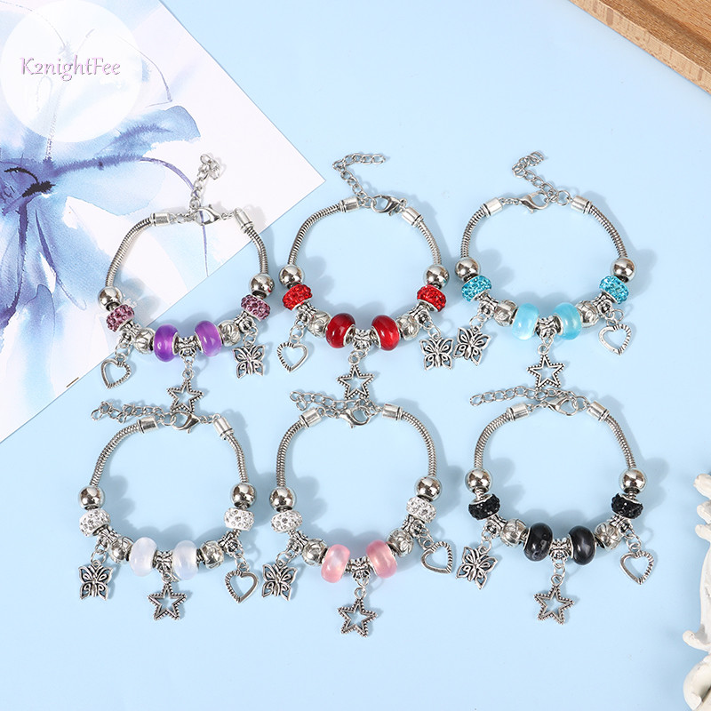 K2nightfee Boho Ngôi Sao Trái Tim Pandent Đính Hạt Vòng Tay Nữ Trang Sức Vòng Tay Có Thể Điều Chỉnh Mở Đầu VN Phụ Kiện Trang Sức Thời Trang