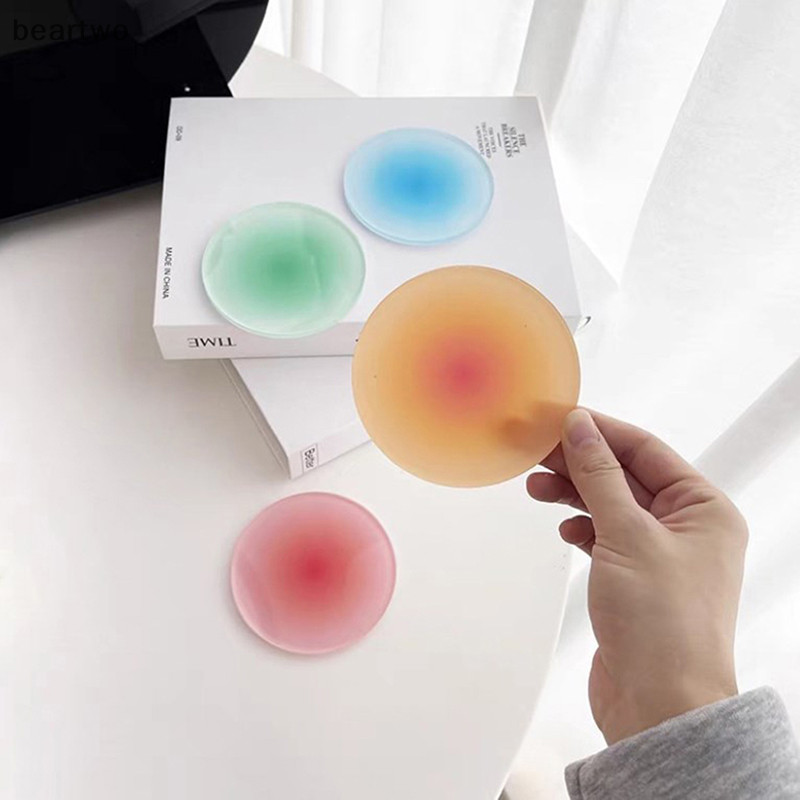 < Beartwo > 4 Màu Acrylic Đế Lót Ly Bàn Tròn Thảm Shoog Đạo Cụ Cách Nhiệt Placemat Đẹp