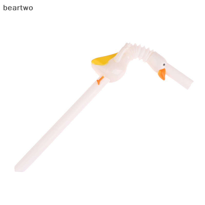 < Beartwo > 1 Ống hút ngỗng dài động vật thời trang có bàn chải Ống hút đường kính lớn có thể tái sử dụng Đẹp