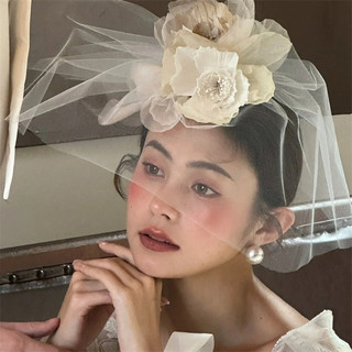 1 mảnh khăn choàng lụa thanh lịch bao phủ phụ kiện tóc hoa, tối giản kiểu Pháp cổ điển cao cấp, váy cưới cô dâu và phụ kiện tóc trang điểm