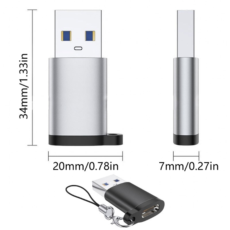 IOR USB 3 0 sang USB Type C Adapter Type C Female sang USB A Male Connector để sạc 3A và đồng bộ dữ liệu 5Gbps