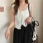 Dây đeo dệt kim NICOLOO, Áo khoác ngoài mỏng lưng làm đẹp, Thời trang mùa hè giản dị Spice Girl Crop Top dành cho nữ