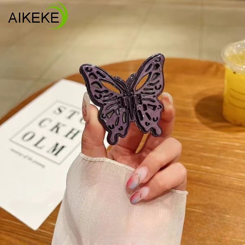 Giá đỡ điện thoại di động đa năng Grip Butterfly Paste Fold Luxury Sparkling Holder Stand Kim loại Phụ kiện điện thoại di động