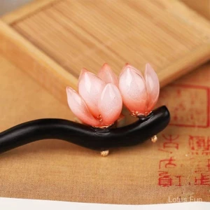 Tinh xảo ngọc lan đen đàn hương trâm tóc đơn giản thời thượng cổ điển khí chất búi tóc trâm cài sườn xám trà phục trang sức