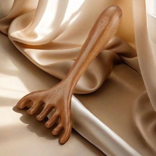 Lược tay cầm dài ALMA1, Lược Massage kinh tuyến đầu sáu móng cầm tay, Dụng cụ cào lưng chống tĩnh điện răng rộng để thúc đẩy lưu thông máu