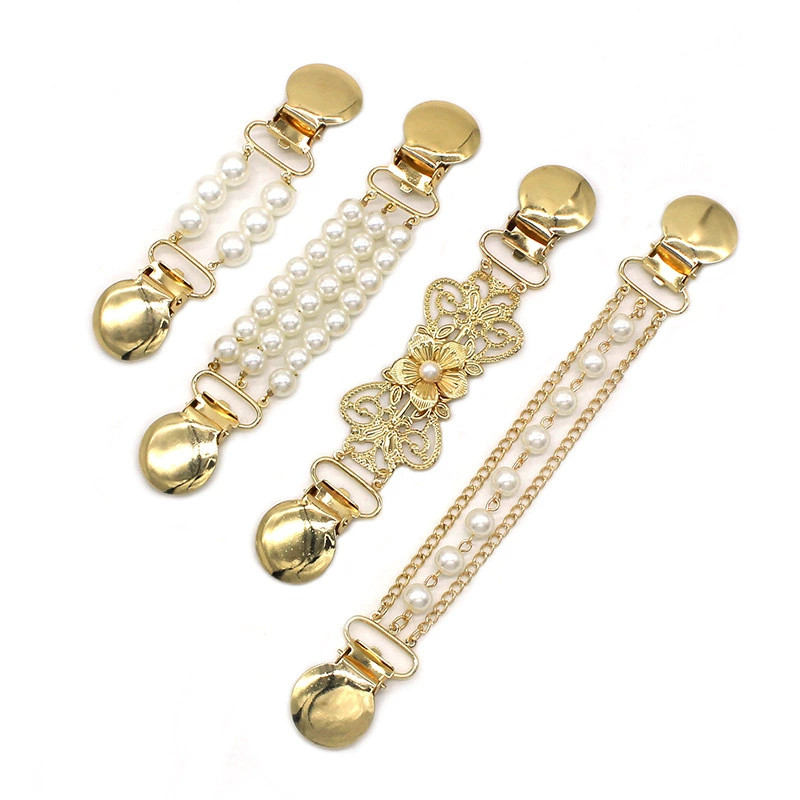 【 Yunyuan 】 Chân Áo Len Ngọc Trai Vàng Cho Nữ Bộ Kim Cương Thời Trang Áo Cardigan Thắt Lưng Nút Khăn Choàng Kẹp Trâm Phụ Kiện