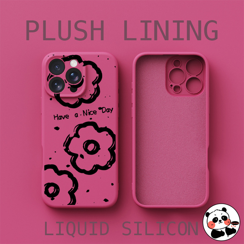 Ốp điện thoại Silicon lỏng lót sang trọng cho iQOO Z9 Turbo Neo 10 9 Neo10 Neo9 Pro 5G 4G Vỏ hoa đen đơn giản dễ thương Vỏ chống sốc mềm