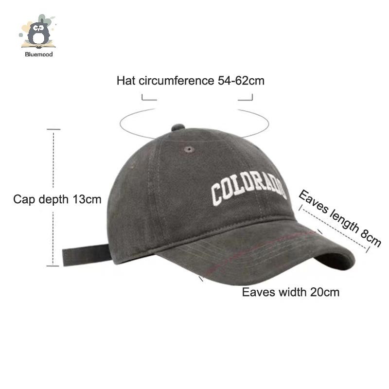 [Bluemood] Bóng chày Cotton mềm thêu trơn cho nam và nữ Mũ Hip Hop có thể điều chỉnh thông thường Snapback Mũ chống nắng ngoài trời mới