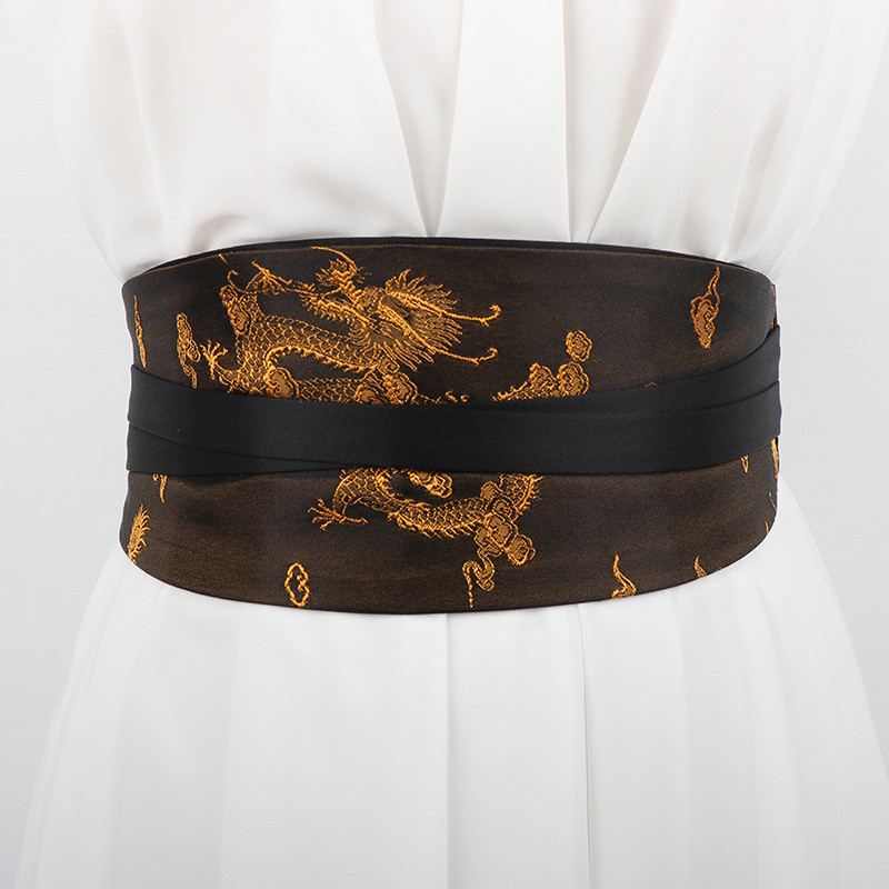 [Bộ sưu tập công nghiệp nặng 40 kiểu] Phong cách cổ điển Công nghiệp nặng thêu Satin Dây thun thêu phong cách dân tộc Thắt lưng phong cách cung điện Dây buộc tất cả các trận đấu W