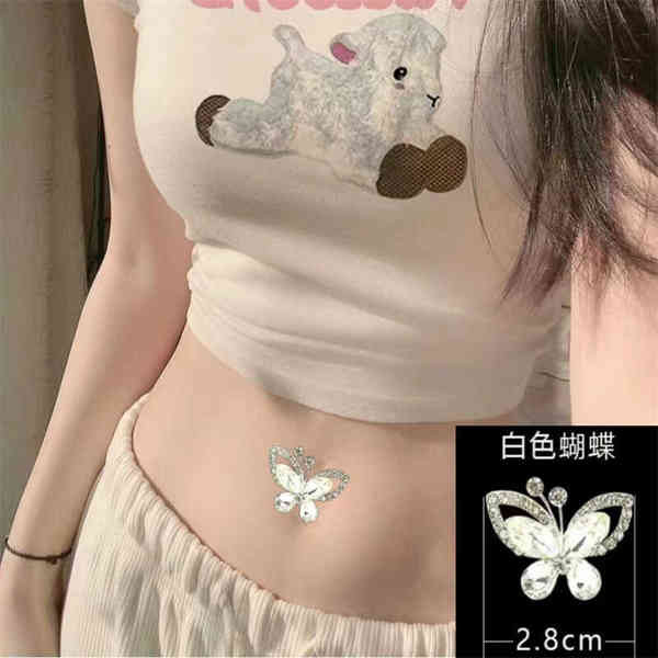 Khuyên rốn giả nữ dán không cần xỏ lỗ, miếng dán che sẹo, phong cách Âu Mỹ, có hàng sẵn