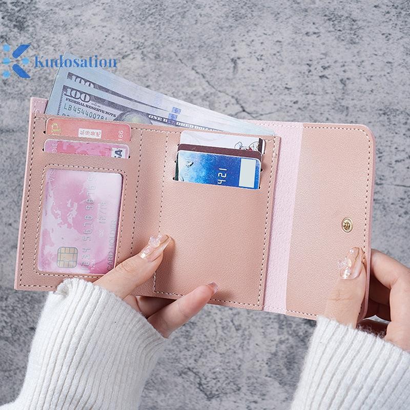 Kudosation Ba Gấp Kẹp Ngắn Ví Nữ Ví Ngắn Nhiều Thẻ Túi Túi Thời Trang Nữ Ví Thẻ Tín Dụng Nữ Ví Đựng Tiền Xu