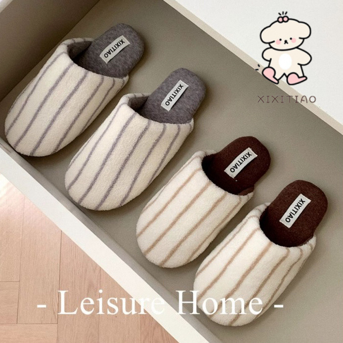 Xixitiao Cotton Dép Nam Nữ Thu Đông Thời Trang Phong Cách Nhật Bản Phù Hợp Với Cặp Đôi Chống Trơn Trượt Com