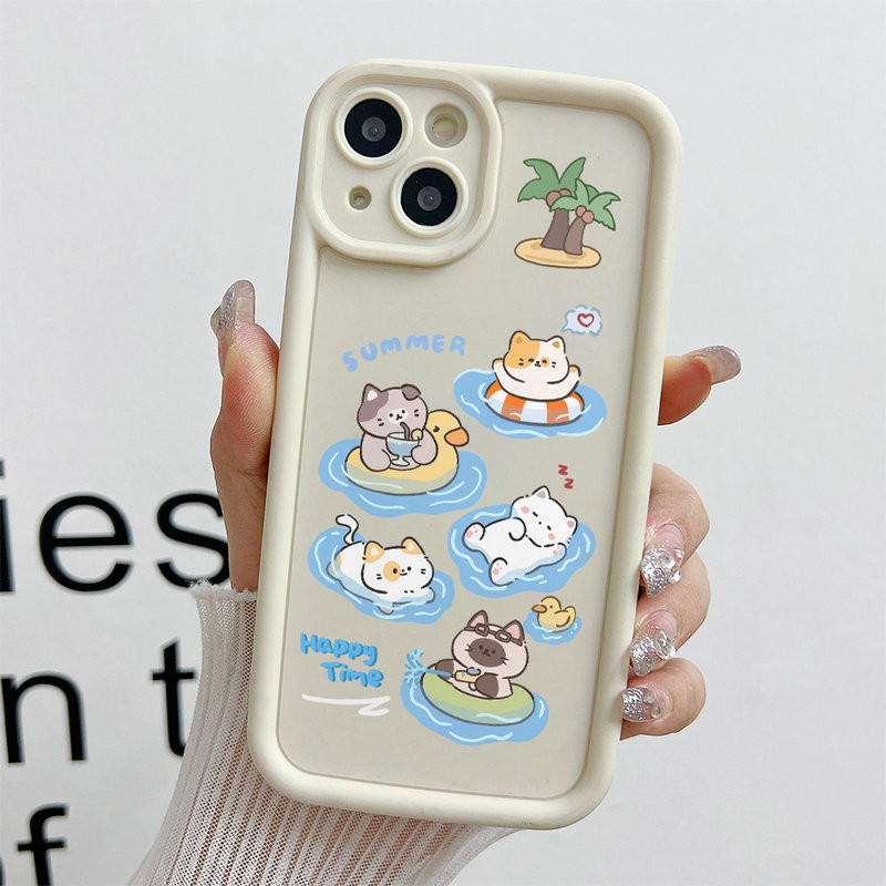 Ốp Lưng Cho OPPO Reno 13 12 11 10 8 7 6 5 4 3 A7 A5S A5 A9 A3S A12E F11 Pro F9 F7 A83 A98 A94 A93 A79 A78 Thiết Kế Mắt Thiên Thần Chống Rơi Họa Tiết Mèo Bơi Mùa Hè