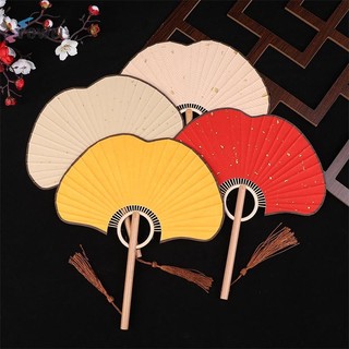 Yowei Quạt Giấy Cơm Tinh Tế Phong Cách Trung Hoa Ginkgo Tròn Quạt Đạo Cụ Cho Hình Ảnh Quạt Cầm Tay Trang Trí Nhà Cửa Thư Pháp Thủ Công VN