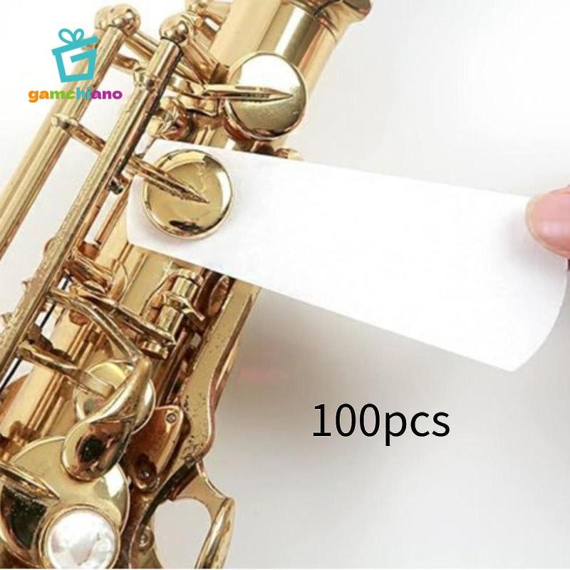 100 Tờ Saxophone Giấy Vệ Sinh Nhạc Cụ Làm Sạch Dụng Cụ Bảo Trì Woodwind Pad Clarinet Pad Cotton Thấm Hút Miếng Lót
