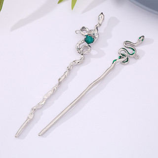 Phụ kiện tóc cao cấp phong cách Trung Quốc, kẹp tóc bạc rắn thoáng mát dành cho cô gái yêu hanfu