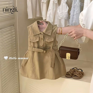 Đầm không tay mùa hè mới cho bé gái, thiết kế thời trang, đầm cargo, đầm tank