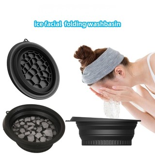 Bang Silicone Mặt Ice Bath Bát Cho Da Mặt Plunge Facials Ice Therapy Gấp Ice Facials Chậu Rửa Làm Mát Mặt Đá B