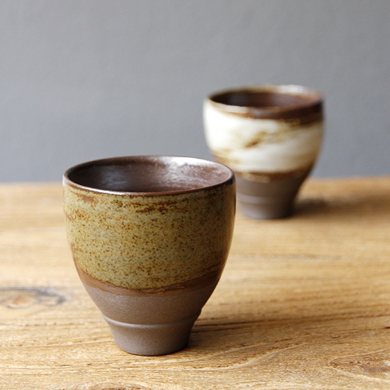 Cốc, Chén Sứ Men Tro Nung Củi Dùng Thưởng Trà Matcha (Làm Thủ Công Phong Cách Nhật Bản)