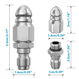 Đầu Phun Áp Lực Cao Bằng Thép Không Gỉ - Nạo Vét Ống 1/4, Chống Tắc Nghẽn
