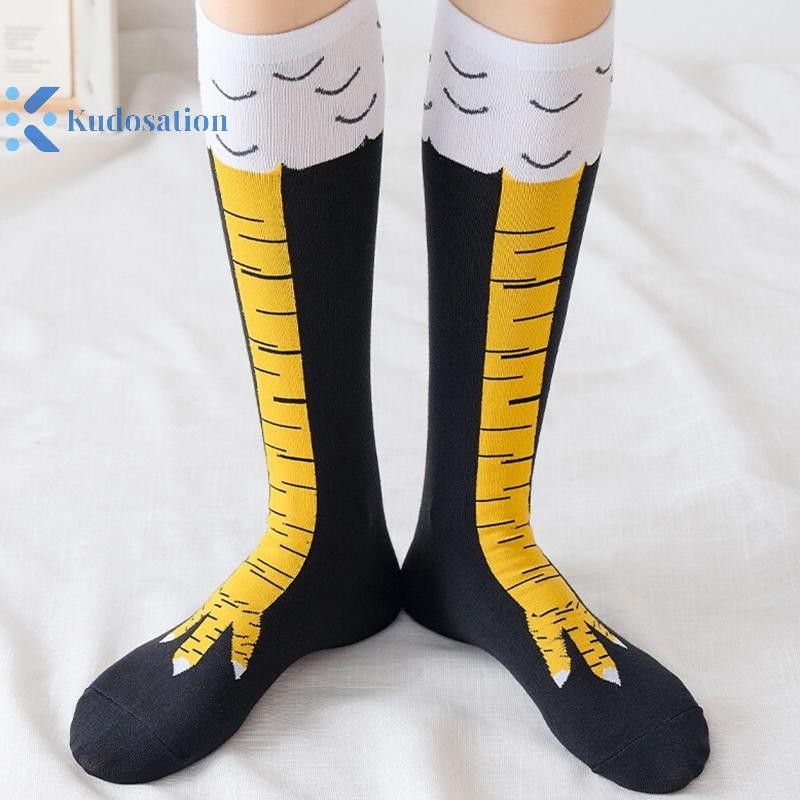 Kudosation Gà Chân Tất Nữ Trên Đầu Gối Dài Tất Hoạt Hình Ngộ nghĩnh Cotton Gà Chân Móng Vuốt Nữ 3D In Đùi Tất Cao