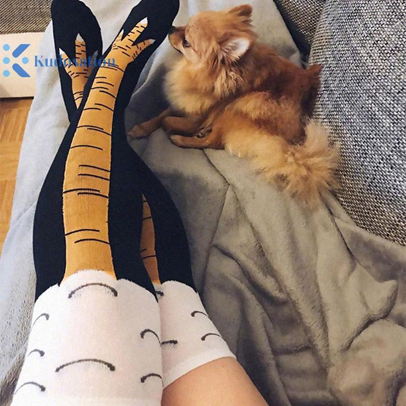 Kudosation 1 Đôi Chân Gà Tất Đùi Cao Vớ Dài Đầu Gối Chân Gà Tất Chân Cao Tất Ngộ nghĩnh Chân Gà Tất